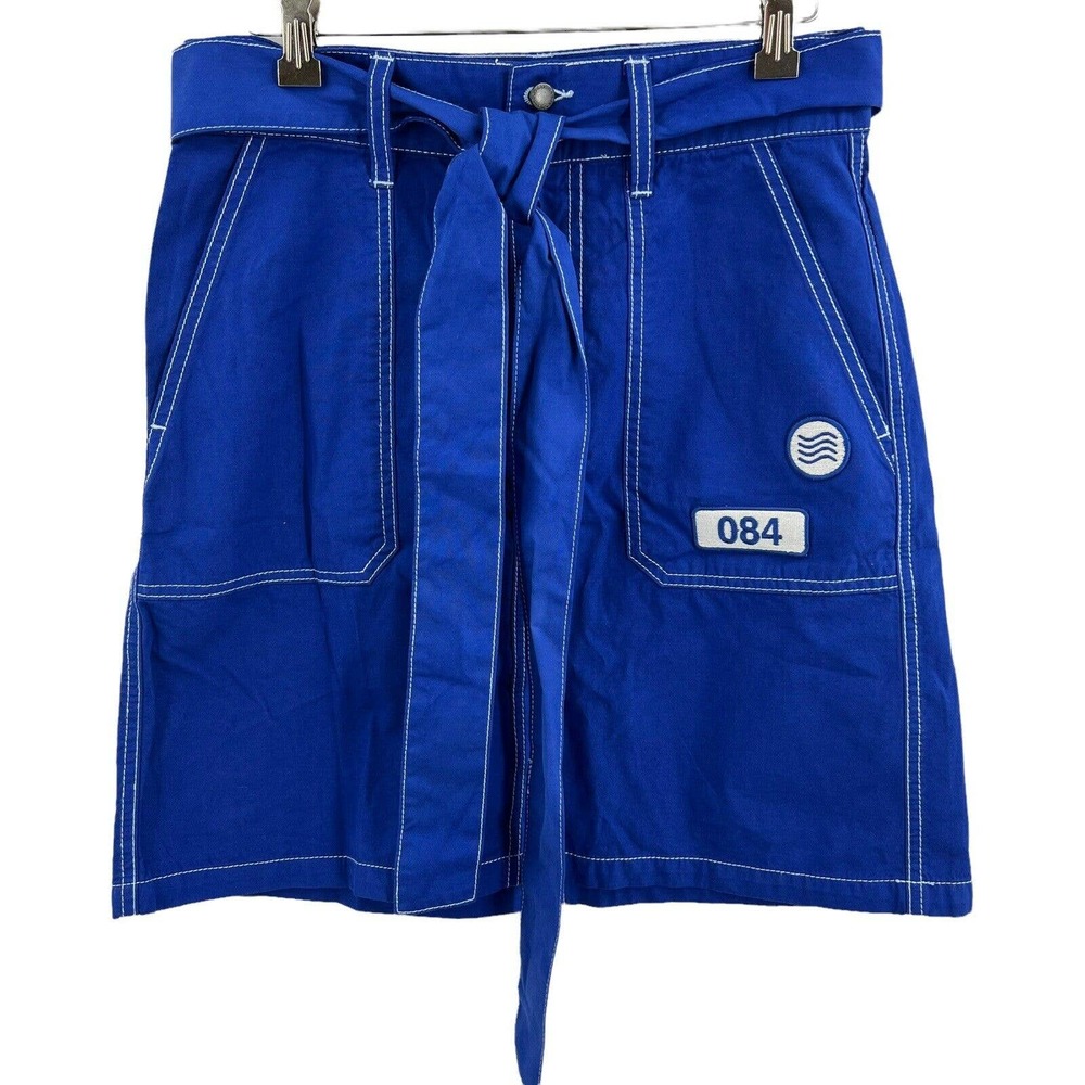GAS Jeans Blue Nausyca Utility Belted Skirt Patches Size 27 / 4 New